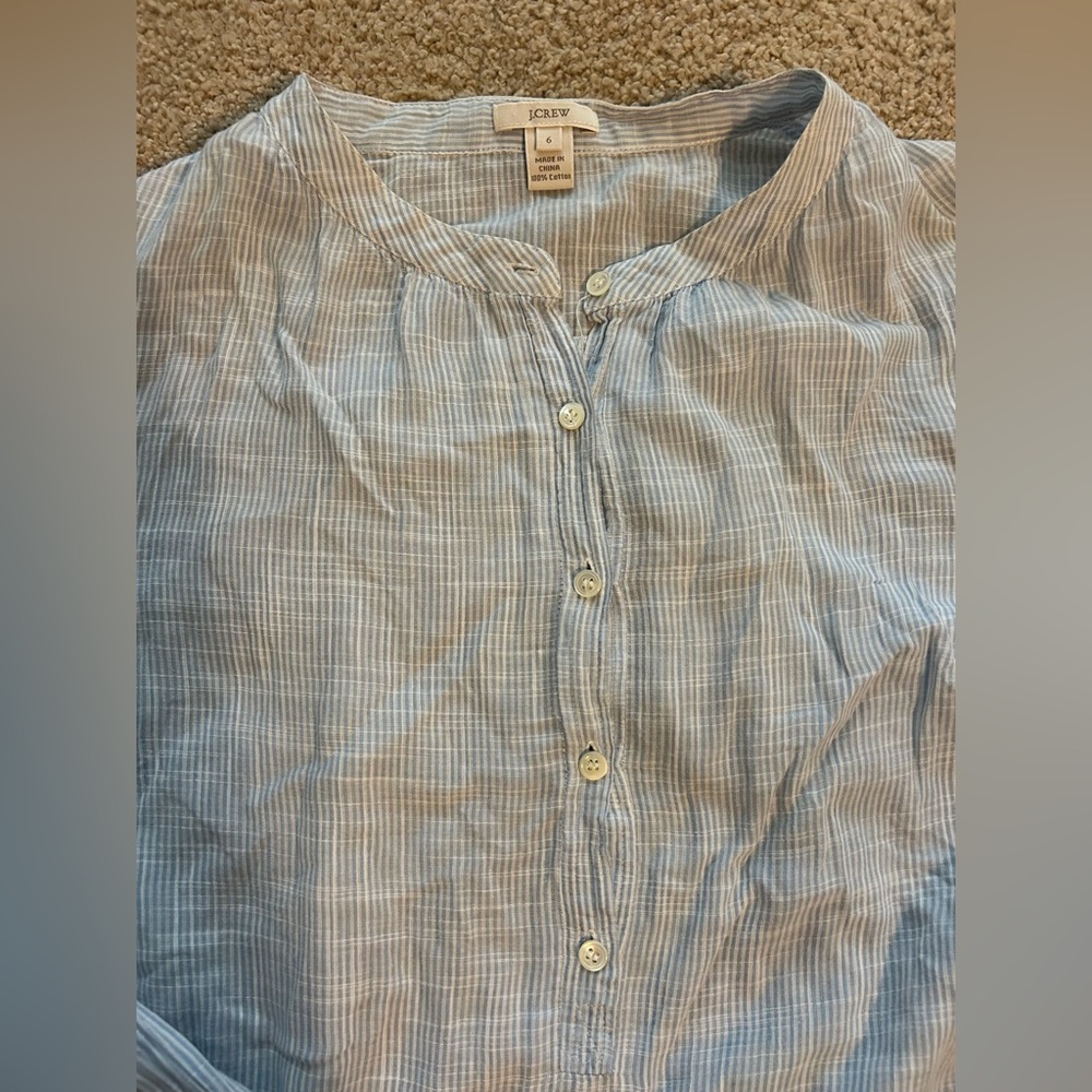 J. Crew Women's Blue Striped Button Down Shirt